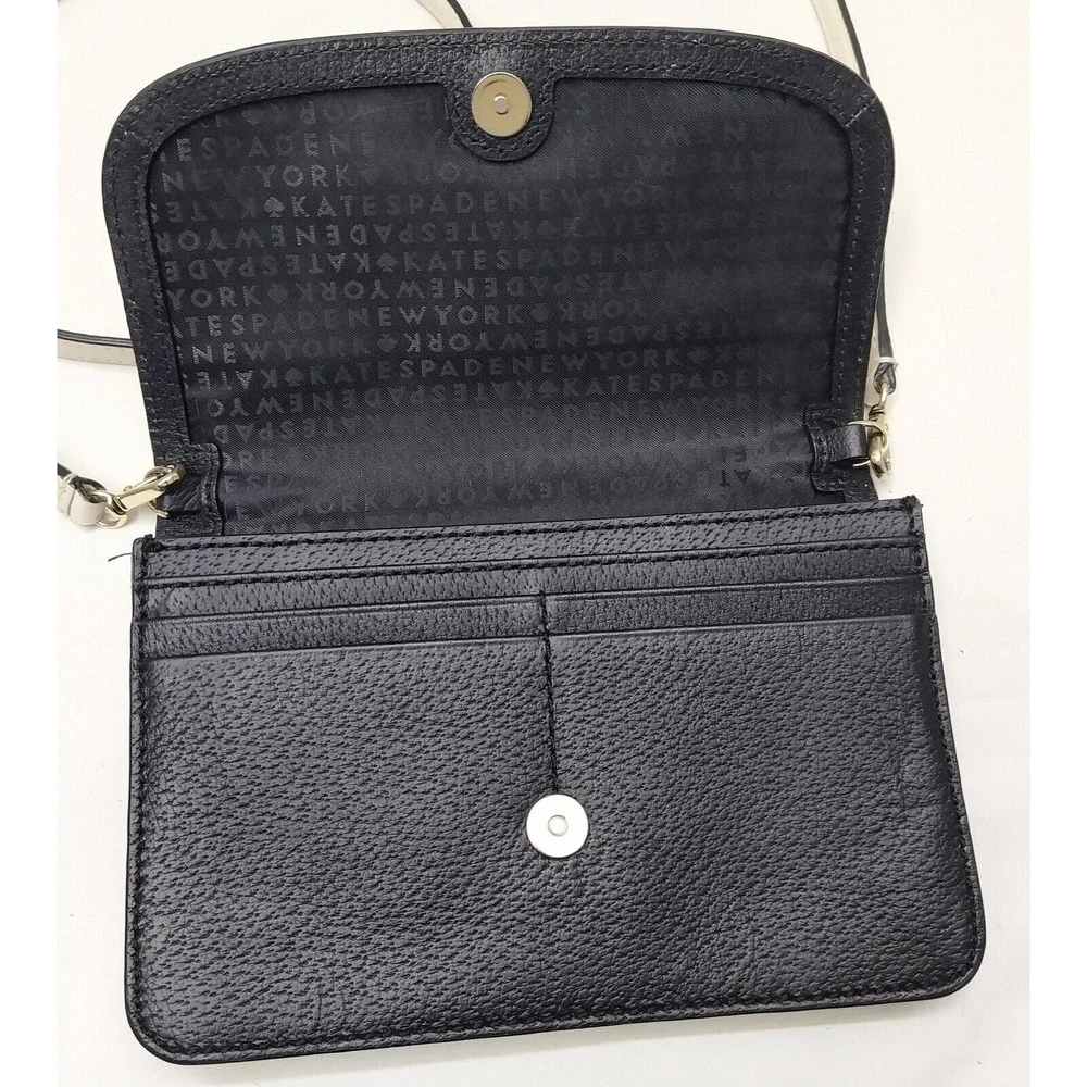 Kate Spade New York Colorblock Ivory Black Leather Small Crossbody Bag